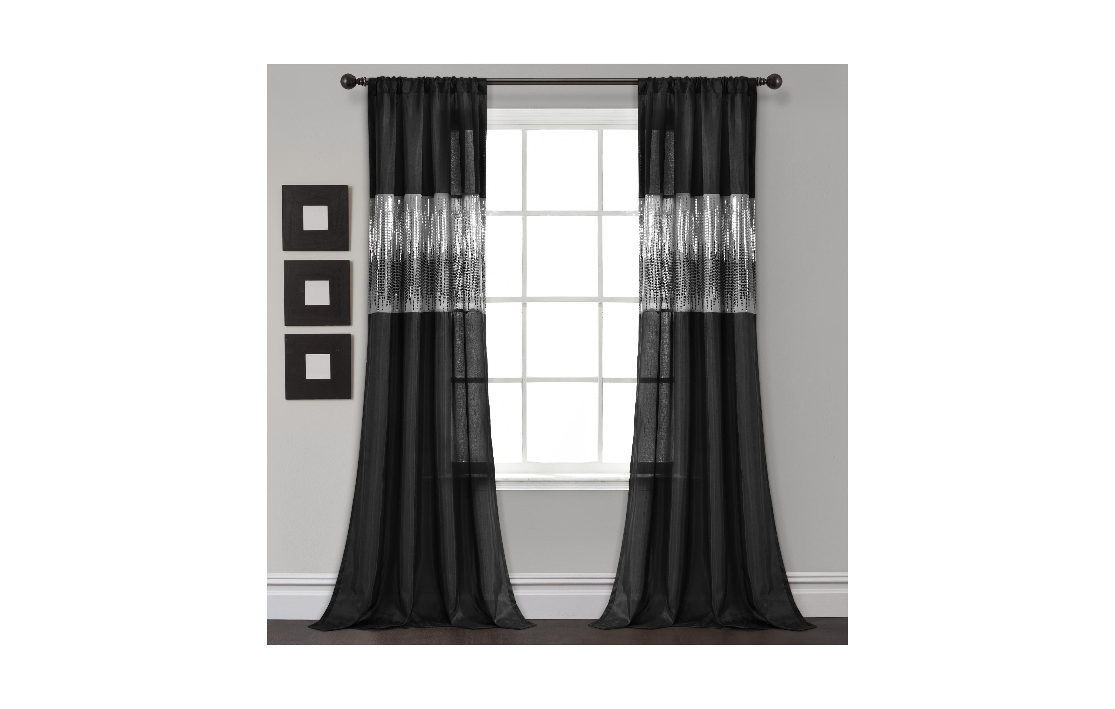 Lush Decor Night Sky Window Curtain Panel Sequin Backdrop Curtain - Room Darkening Curtains