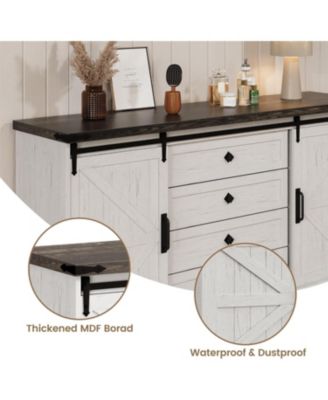 Farmhouse TV Stands for 65 Inch TV, Entertainment Center with Sliding Barn Doors, Television Stands with Large 4 Drawers & Bar Handles, Wood TV