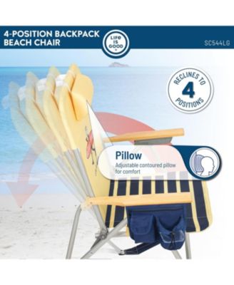 Rio Beach 2 x 2 x 3 ft Yellow 4-Position Backpack Beach Chair 2 Pack