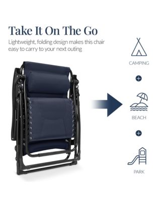 Oversized Padded Zero Gravity Chair, Folding Outdoor Patio Recliner w/ Side Tray