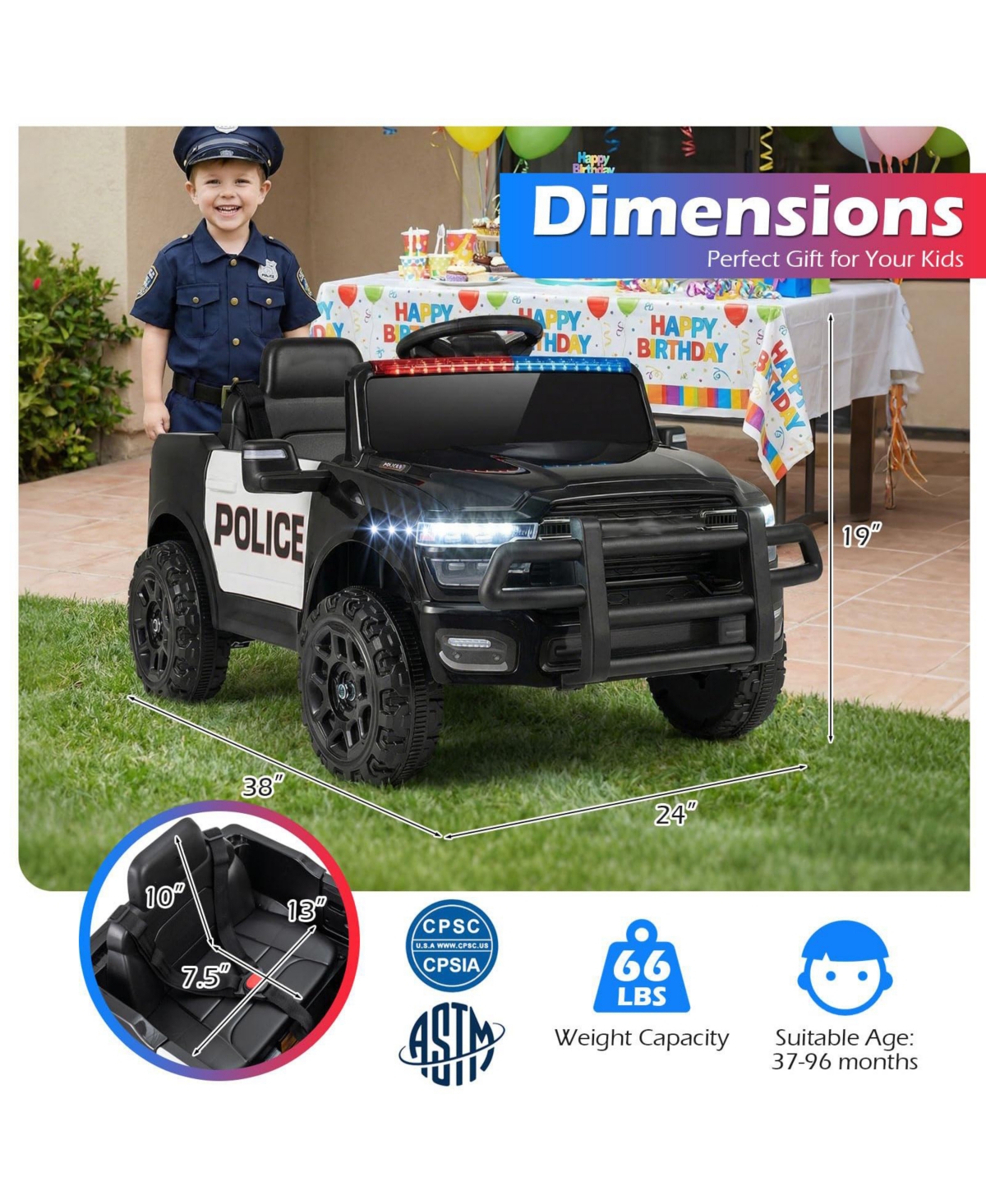 Mecale 12V Kids Ride On Car Licensed Ram 3500 Electric Vehicle with Remote Control-Black