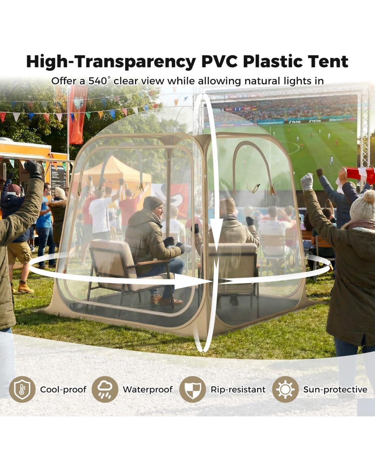 Mecale Clear Bubble Sports Tent Pod with Sealed Floor, Waterproof All-Weather Shelter