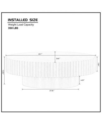 Modern Handcraft Drum Coffee Table - 43.7-Inch Oval Small Coffee Table