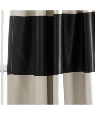 Lush Decor Montego Stripe Light Filtering Window Curtain Panels Pair 52"W x 84"L Black - Black Curtains for Bedroom