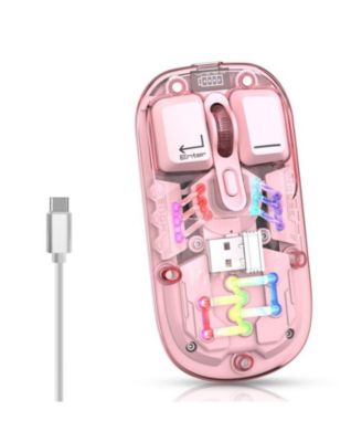 Dual-Mode Transparent Wireless Mouse, 2.4G + Bluetooth 5.0, Magnetic Suction Design, RGB Backlit, 3-Speed DPI, Type-C Rechargeable