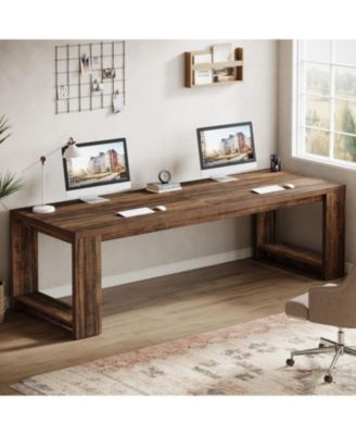 2 Person Desk, 86.6 Inches Extra Long Desk, Double Computer Writing Table, All Wood Large Desks Workstation for Home Office
