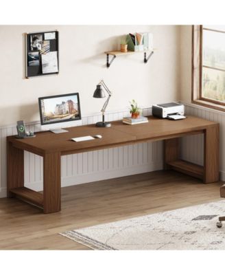 2 Person Desk, Extra Long Desk, Double Computer Writing Table, All Wood Large Desks Workstation for Home Office
