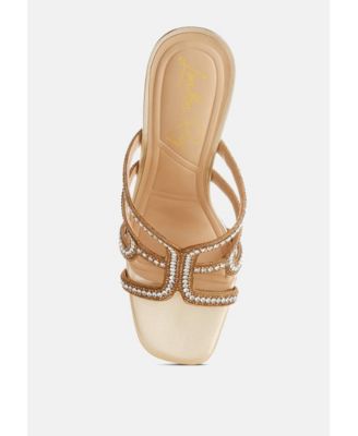 Womens Caqueta Metallic Rhinestone Clear Wedge Sandals