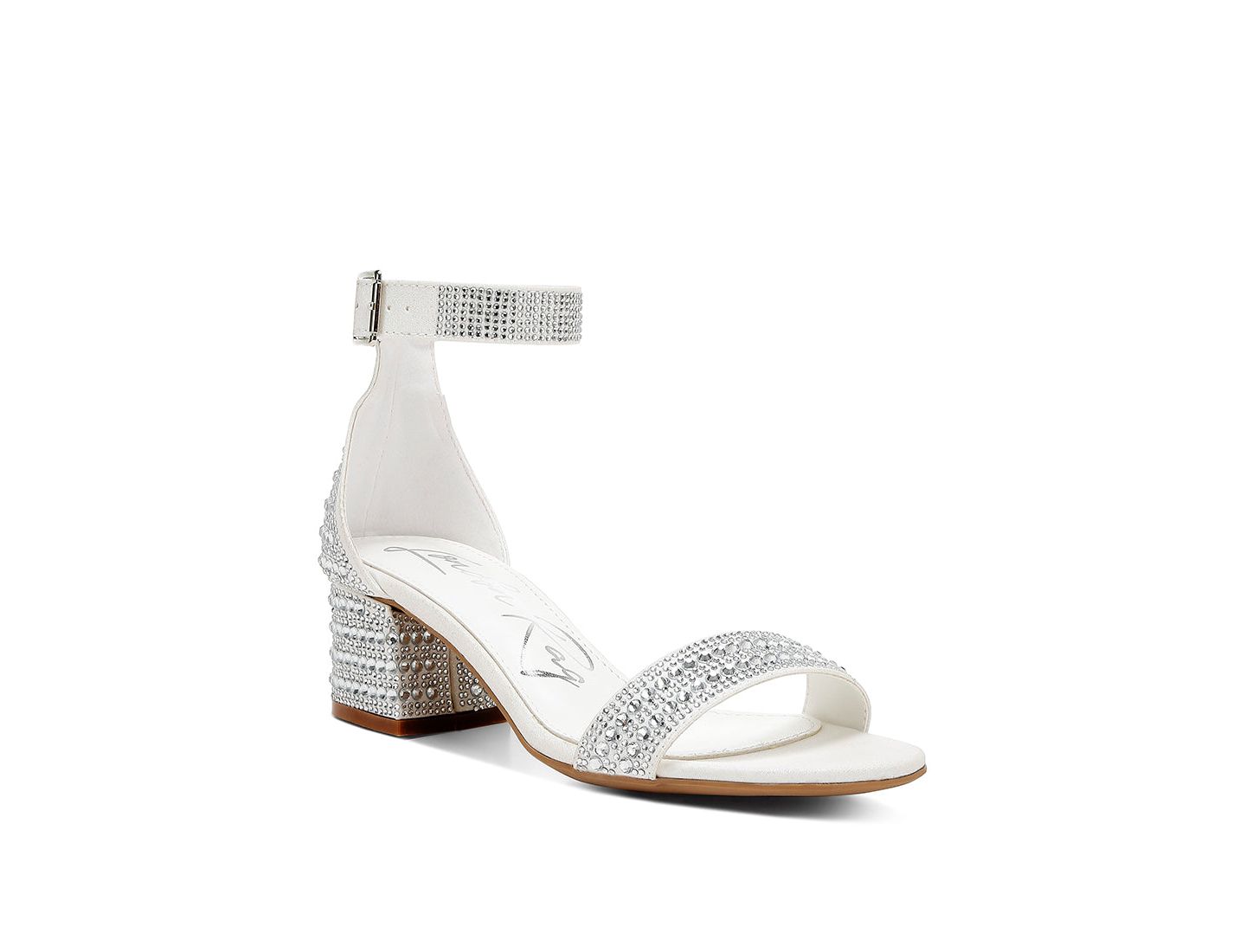 Женские сандалии London Rag Twerky Rhinestones Embellished Block, цвет: Белый — фото 5