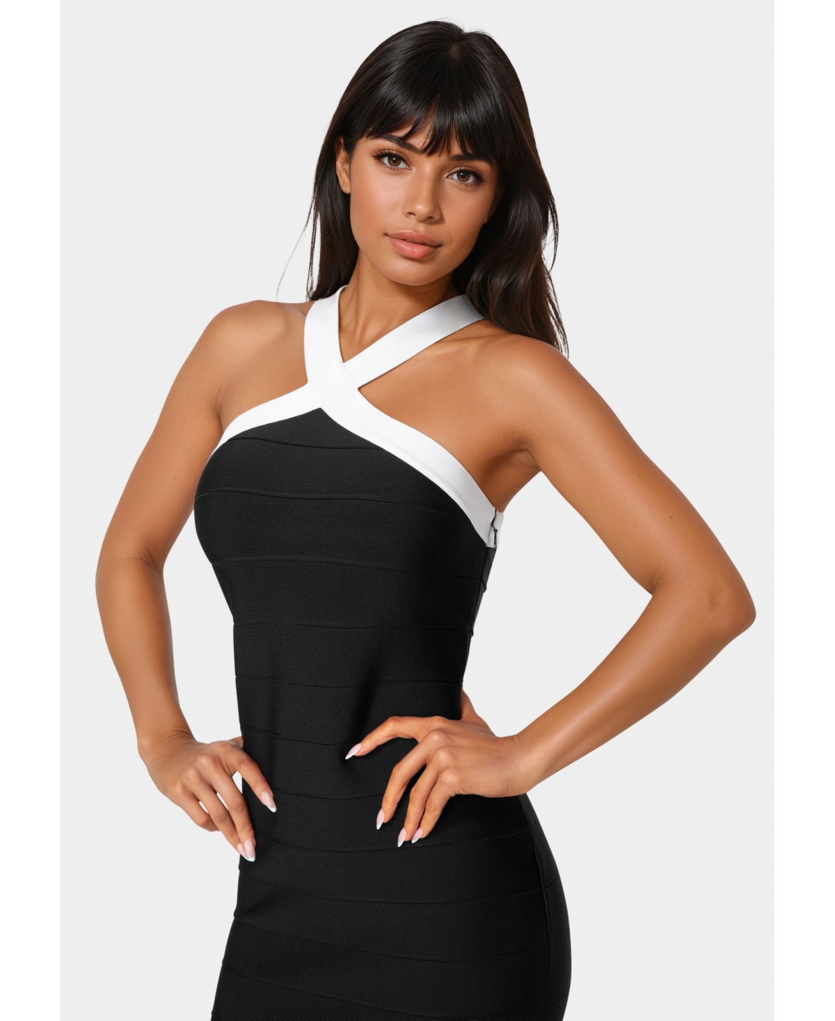 Bebe Womens Halter Bandage Dress