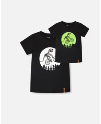 Toddler Boys Cotton Jersey T-Shirt with Dino On Bike Print