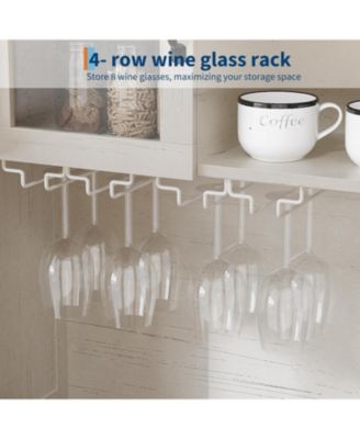 72" Farmhouse Coffee Bar Cabinet with Wine Rack & Glass Holder