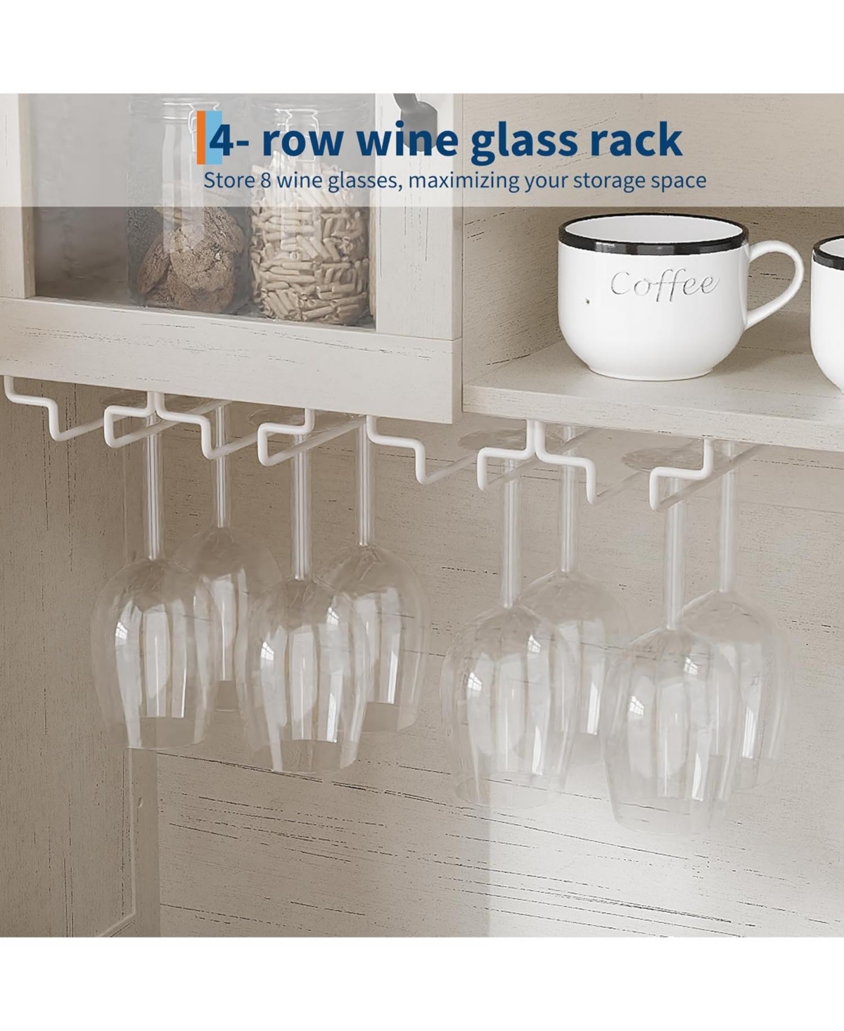 Gaomon 72" Farmhouse Coffee Bar Cabinet with Wine Rack & Glass Holder