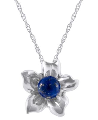 Cape Amethyst (5/8 ct. t.w.) Hibiscus Flower Pendant Necklace in 10k White Gold (Also Available in Multi-Stones)