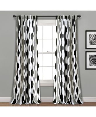 Lush Decor Mid Century Geo Room Darkening Window Curtain Panels Pair 52"W x 84"L - Curtains for Living Room - Vintage Drapes
