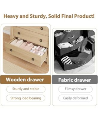 3 Drawer Dresser, Modern Dresser for Bedroom, Chest of Drawer with Black Metal Ring Pull Handles, Wooden Storage Cabinet for Living Room