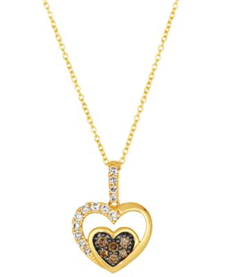 Chocolate Diamonds (.13 ct. t.w.) and Nude Diamonds (.20 ct. t.w.) Pendant Necklace in 14k Honey Gold