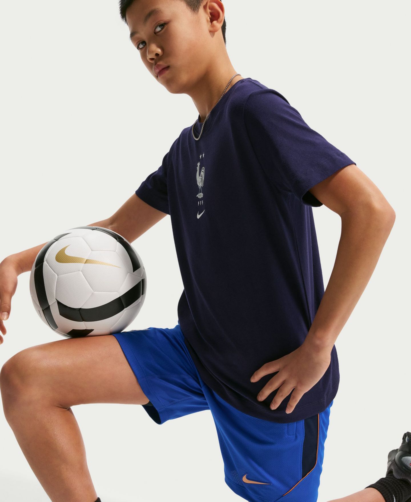 Детские шорты Nike France Soccer Dri-FIT Knit, цвет: Королевский синий / Медный — фото 3