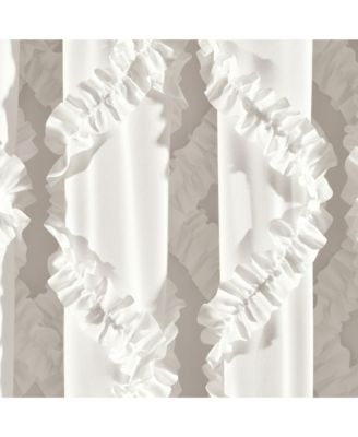Ruffle Diamond Window Curtain Panels Pair 54"W x 63"L White - Ruffle Curtains for Living Room - Light Filtering Curtains - White Drapes
