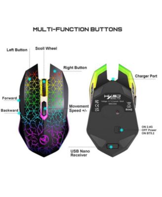 Dual Mode Wireless Gaming Mouse 2.4G and Bluetooth 5.2 RGB Silent 3 Speed DPI