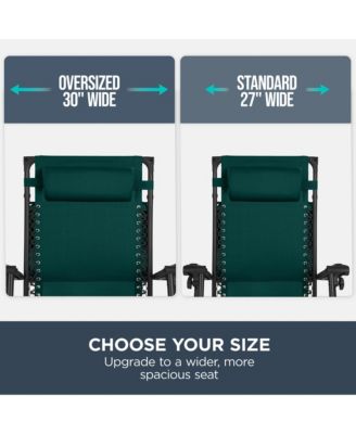 30" Extra Wide Folding Zero Gravity Patio Lounge Chair w/Adjustable Canopy Shade
