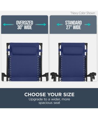 30" Extra Wide Folding Zero Gravity Patio Lounge Chair w/Adjustable Canopy Shade