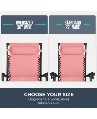 30" Extra Wide Folding Zero Gravity Patio Lounge Chair w/Adjustable Canopy Shade