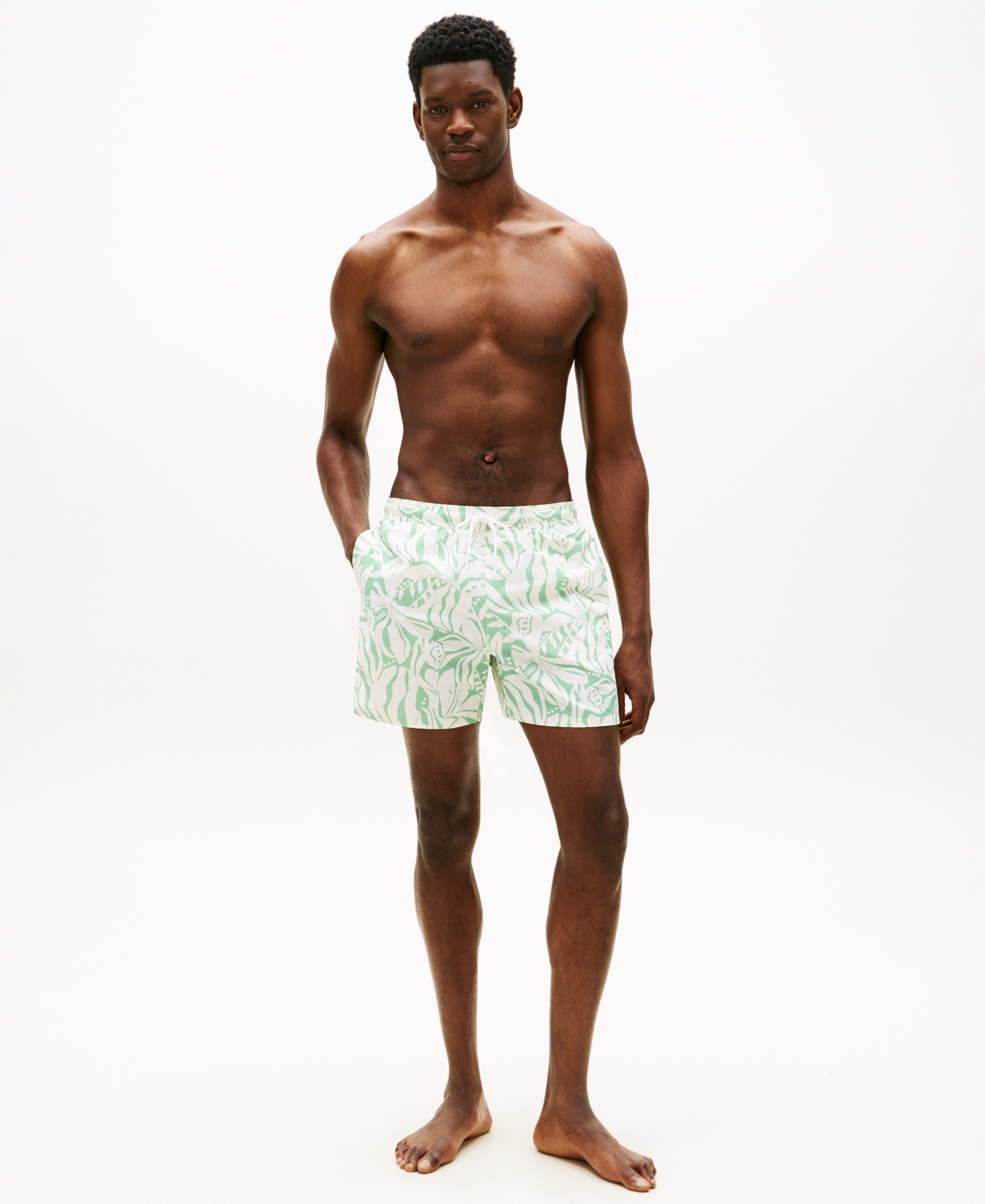 Tommy Hilfiger Men's Print Drawstring 5" Swim Trunks