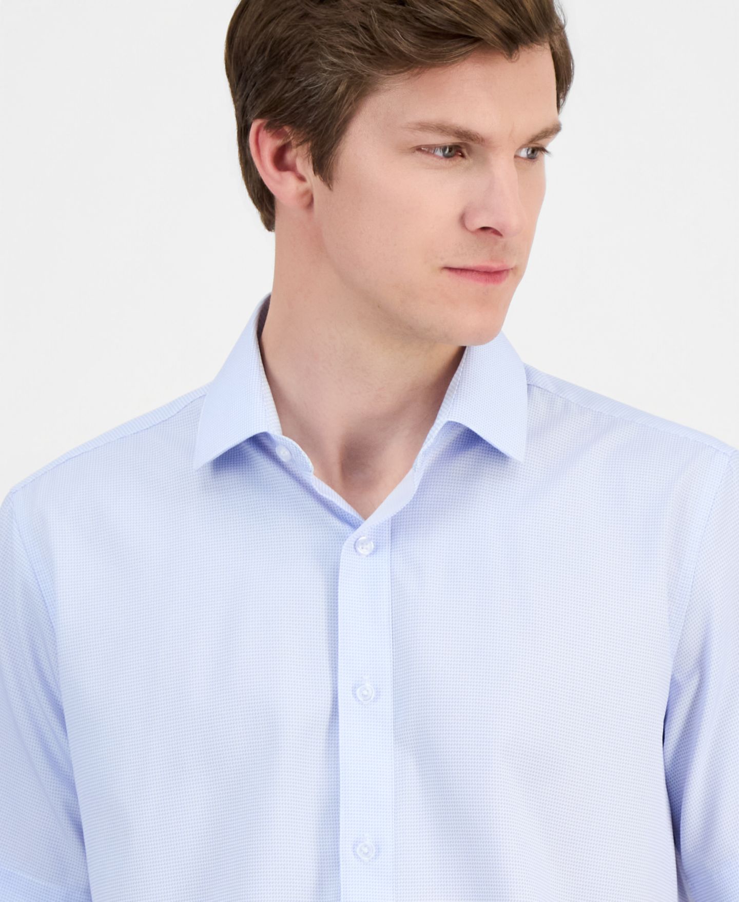 Мужская рубашка Dylan Park Slim-Fit Performance Four-Way Stretch Short-Sleeve Dress Shirt, цвет: Синий — фото 2