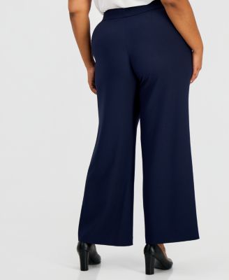 Plus Size Mid Rise Wide-Leg Pants