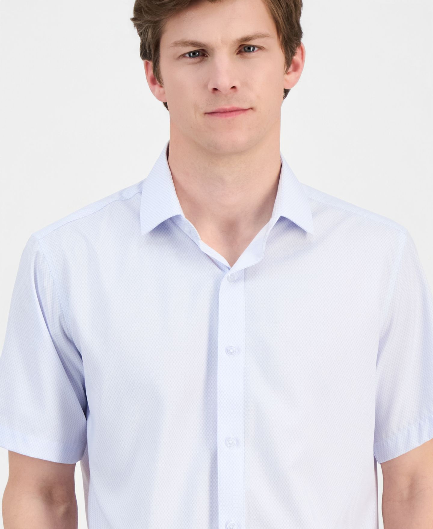 Мужская рубашка Dylan Park Slim-Fit Performance Four-Way Stretch Short-Sleeve Dress Shirt, цвет: Белый однотонный — фото 2