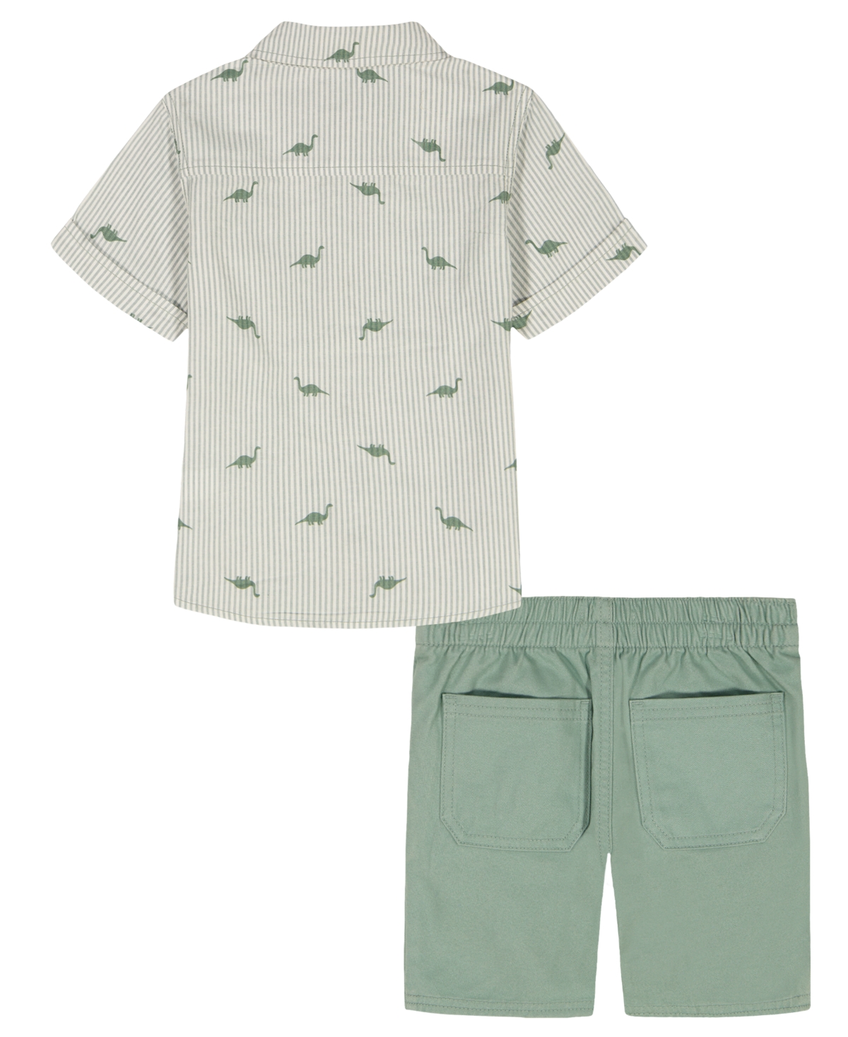 Kids Headquarters Boys' 2T-5 Short-Sleeve Dino Print Striped Shirt & Shorts, 2-Piece Set