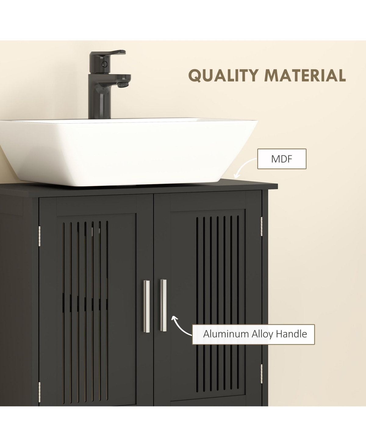 Kleankin Bathroom Under Sink Cabinet Vanity Unit w/ Adjustable Storage Shelves