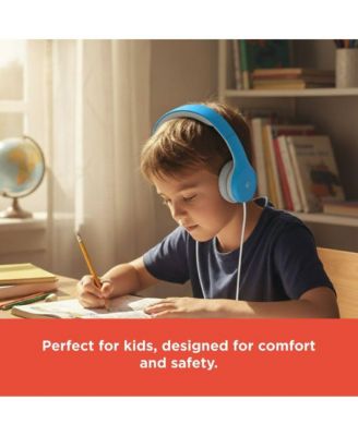 Kids Wired Headphones (3304457) - Child-Safe Volume, 3.5mm Plug, Blue & White