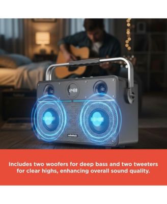 80W Wireless Speaker, Bluetooth/USB/AUX, Guitar & Mic Inputs, Metallic Finish and Grill For Powerful Sound – Model 4001985