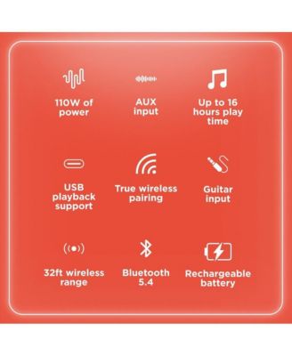 110W Wireless Speaker, Bluetooth/USB/AUX, Guitar & Mic, LED Lights Metallic Finish and Grill For Powerful Sound – 4001986