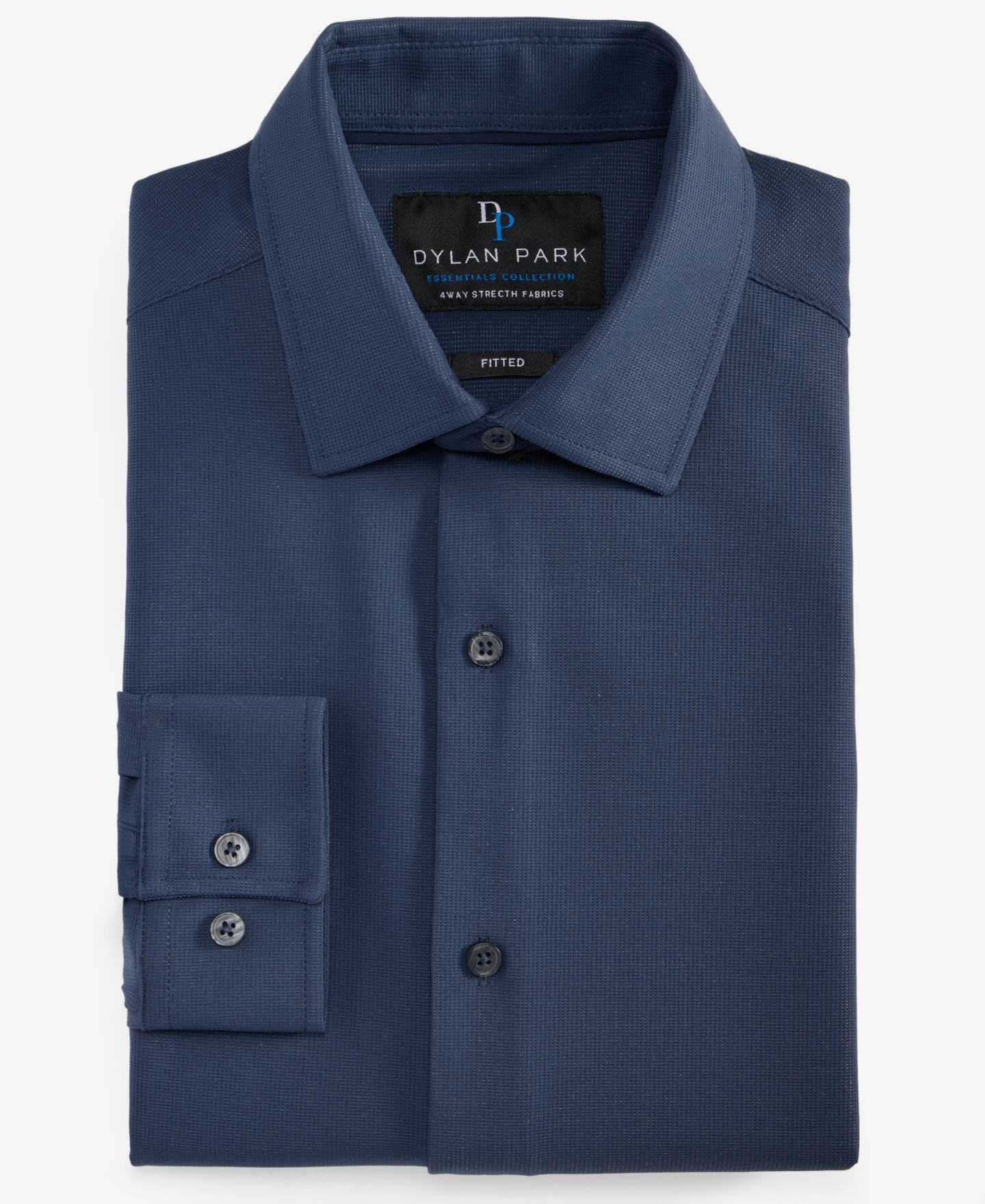Мужская рубашка Dylan Park Slim-Fit Performance Four-Way Stretch Dress Shirt, цвет: Тёмно-синий — фото 7
