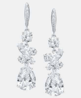 Cubic Zirconia Cluster Triple Drop Earrings