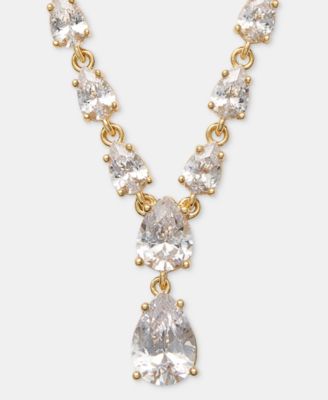 Cubic Zirconia Lariat Necklace, 16" + 3" extender
