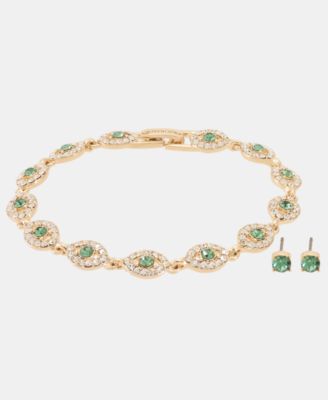 2-Pc. Set Stone & Crystal Link Bracelet & Crystal Stud Earrings