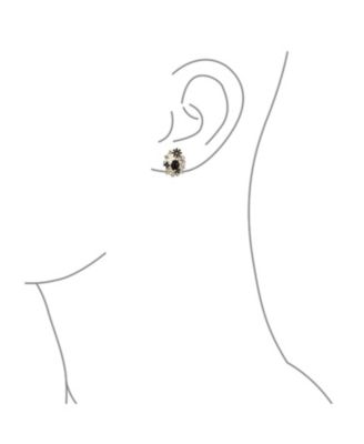 Garden Button Style Black White Butterflies Flower Clip-On Earrings Non-Pierced Ears