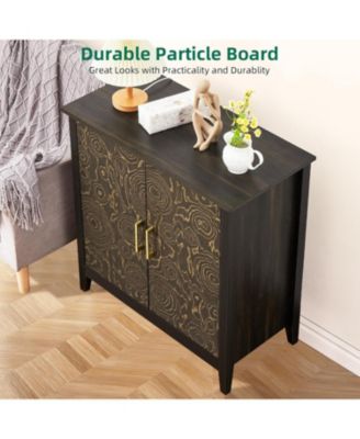farmhouse buffet sideboard cabinet with storage, 32" modern coffee bar cabinet adjustable shelves, ideal for living spaces