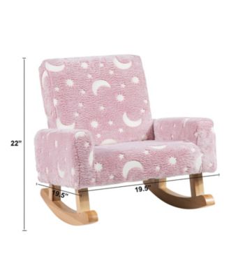 Upholstered Kids Rocking Chair with Sturdy Wood Rocking Legs