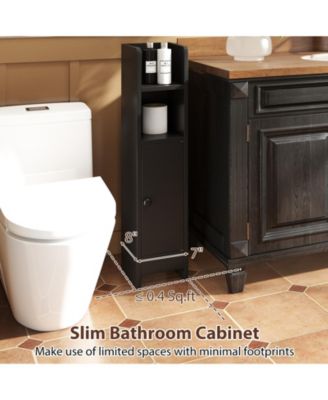 Narrow Bathroom Corner Storage Cabinet with Adjustable Shelf