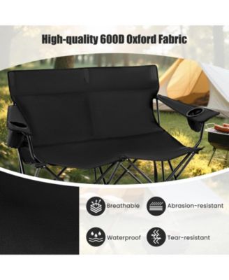 Camping Loveseat Chair for 2 with Cup Holders, Folding Outdoor Seat