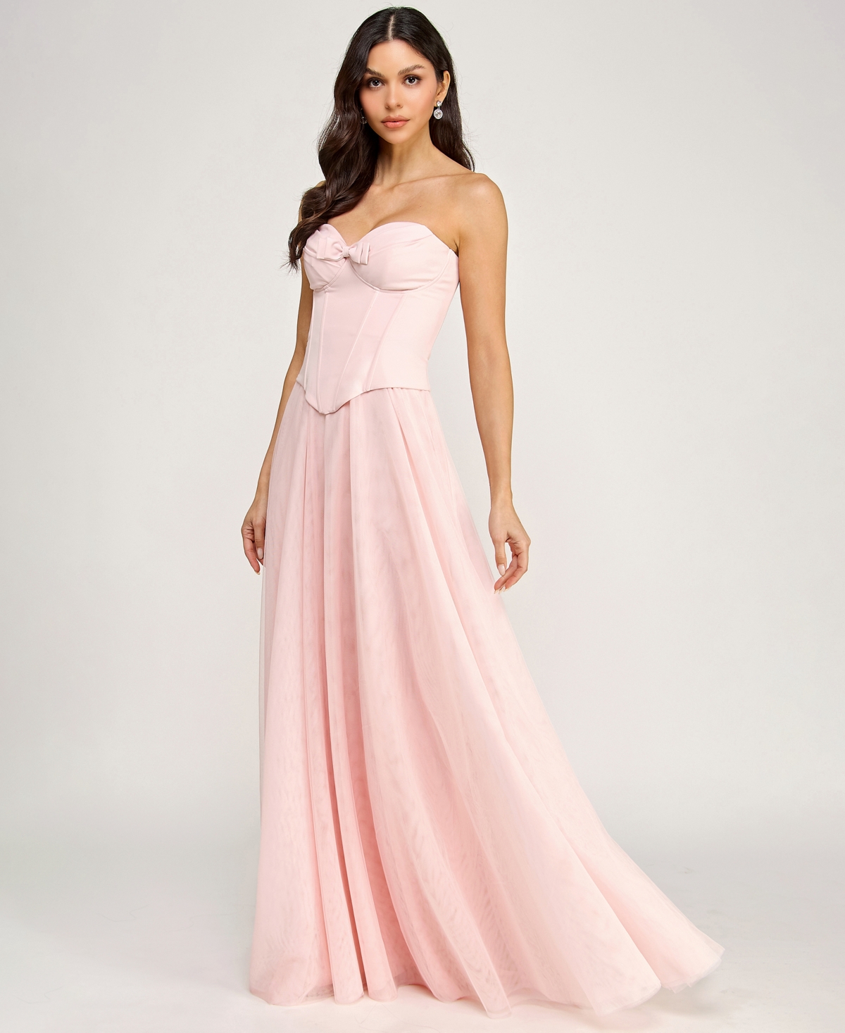 City Studios Juniors' Strapless Corset Top Long Gown