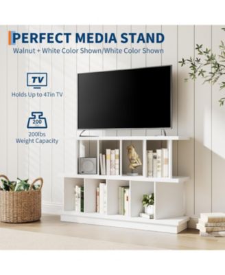 8 Cube Bookcase, Low Open Wood Storage Shelf with Removable Back Panels, Freestanding Bookshelf