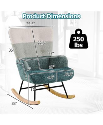 Nursery Rocking Chair with Ergonomic Armrests and High Back