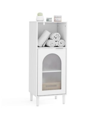 Wood Bathroom Floor Storage Cabinet Organizer with Adjustable Shelf