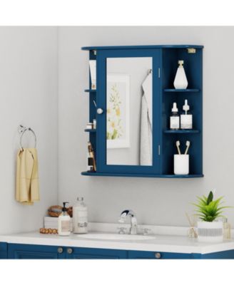 Wall-Mounted Bathroom Mirror Cabinet with Storage Shelves